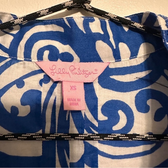 Lilly Pulitzer Sarasota Beaded Cotton Tunic size XS Blue Pink - Picture 5 of 8